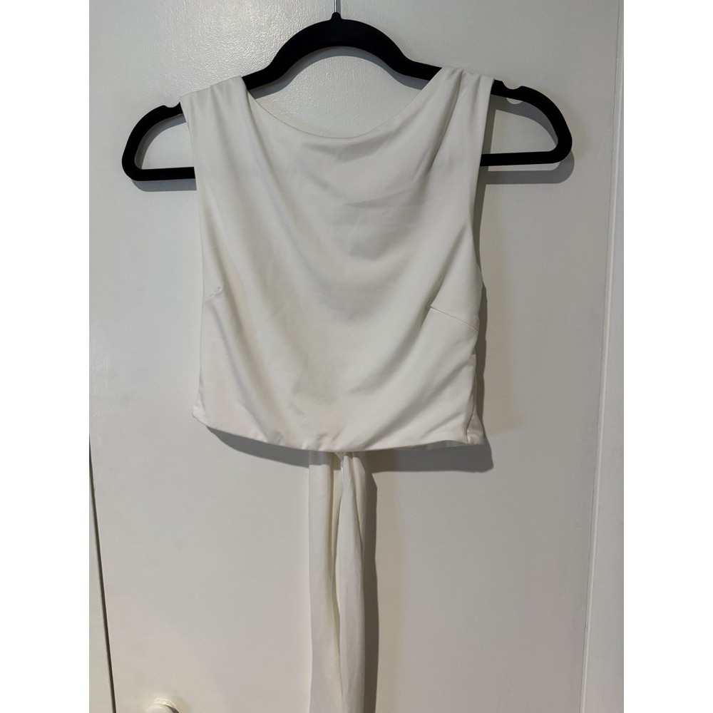 Princess Polly Open Back Top US Size 4 Women's White Tie Back Shirt Drape